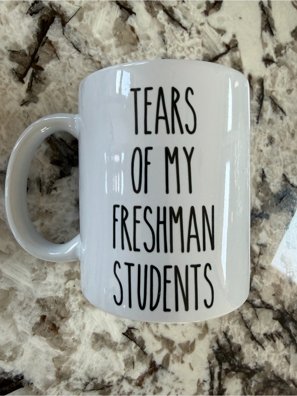 White "Tears of My Freshman Students" Ceramic Mug
